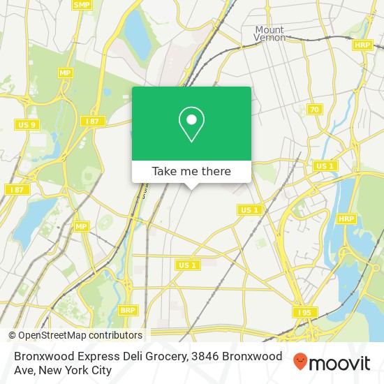 Mapa de Bronxwood Express Deli Grocery, 3846 Bronxwood Ave