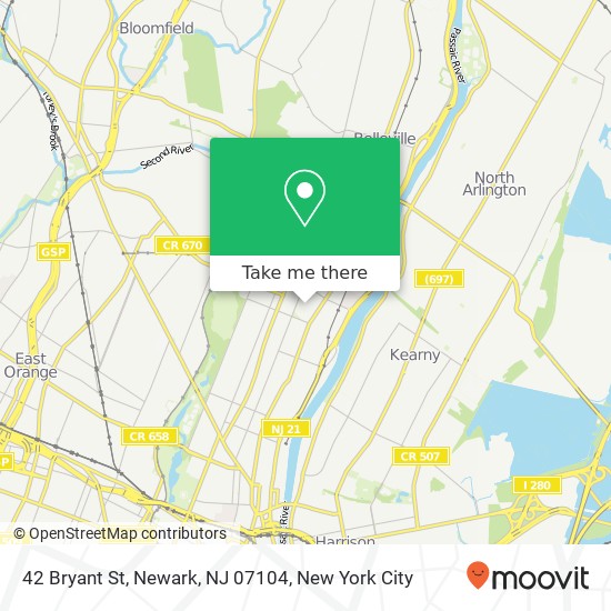 Mapa de 42 Bryant St, Newark, NJ 07104