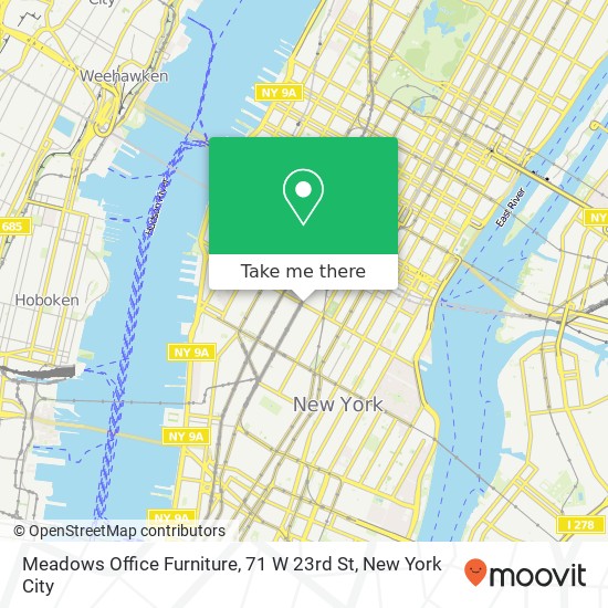 Mapa de Meadows Office Furniture, 71 W 23rd St