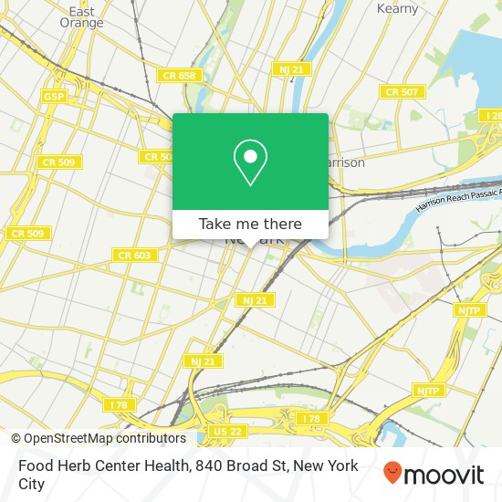 Mapa de Food Herb Center Health, 840 Broad St