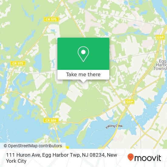 Mapa de 111 Huron Ave, Egg Harbor Twp, NJ 08234