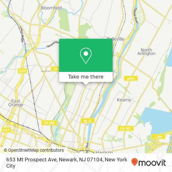 Mapa de 653 Mt Prospect Ave, Newark, NJ 07104