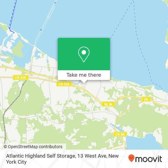 Atlantic Highland Self Storage, 13 West Ave map