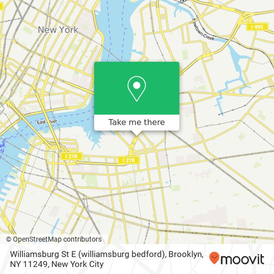 Mapa de Williamsburg St E (williamsburg bedford), Brooklyn, NY 11249