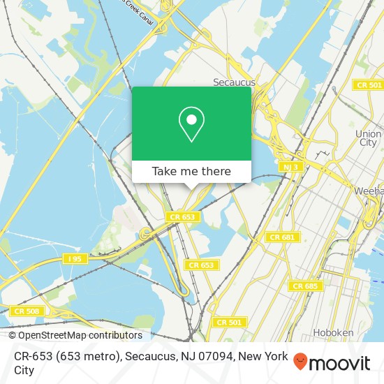 Mapa de CR-653 (653 metro), Secaucus, NJ 07094