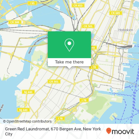 Mapa de Green Red Laundromat, 670 Bergen Ave