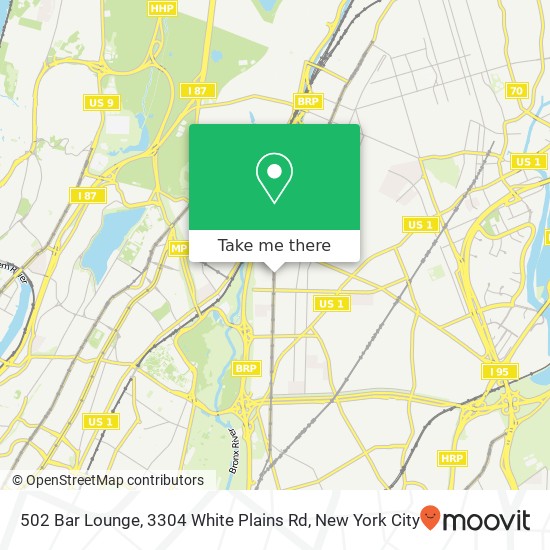 Mapa de 502 Bar Lounge, 3304 White Plains Rd