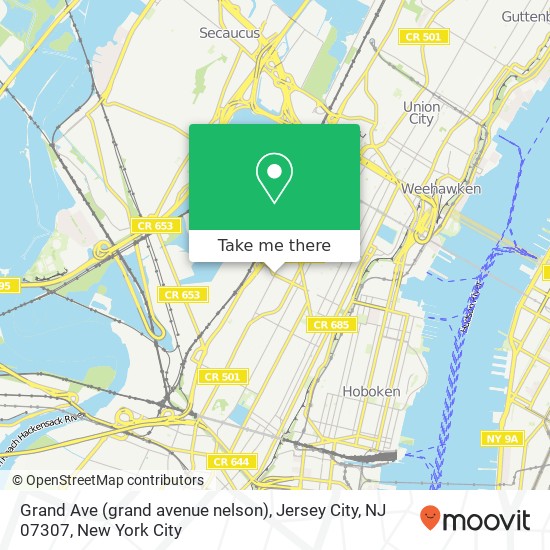 Mapa de Grand Ave (grand avenue nelson), Jersey City, NJ 07307