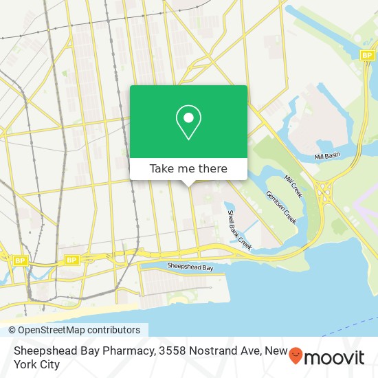Mapa de Sheepshead Bay Pharmacy, 3558 Nostrand Ave
