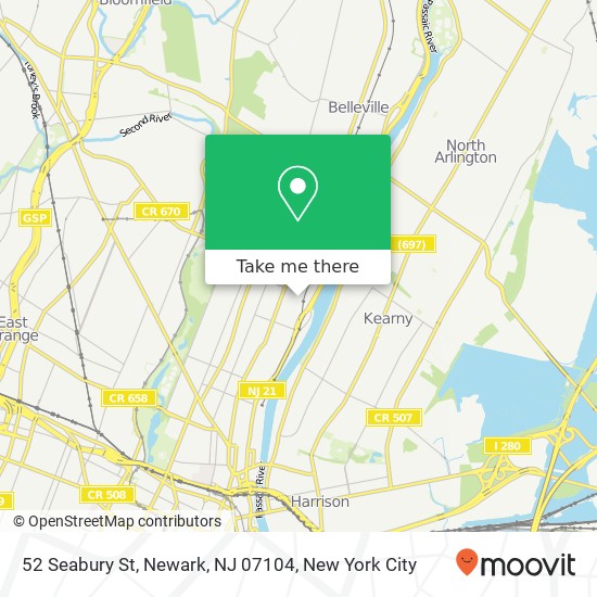 Mapa de 52 Seabury St, Newark, NJ 07104