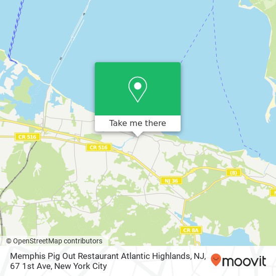 Mapa de Memphis Pig Out Restaurant Atlantic Highlands, NJ, 67 1st Ave
