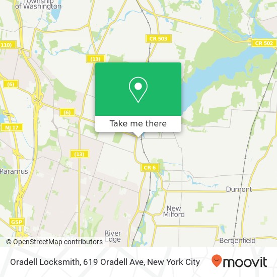 Mapa de Oradell Locksmith, 619 Oradell Ave