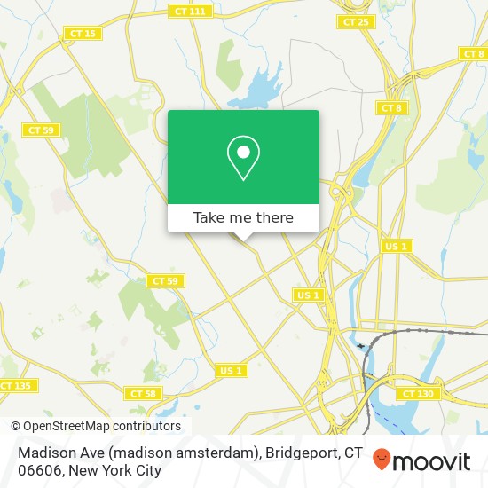 Mapa de Madison Ave (madison amsterdam), Bridgeport, CT 06606