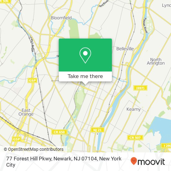 Mapa de 77 Forest Hill Pkwy, Newark, NJ 07104