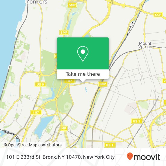 Mapa de 101 E 233rd St, Bronx, NY 10470