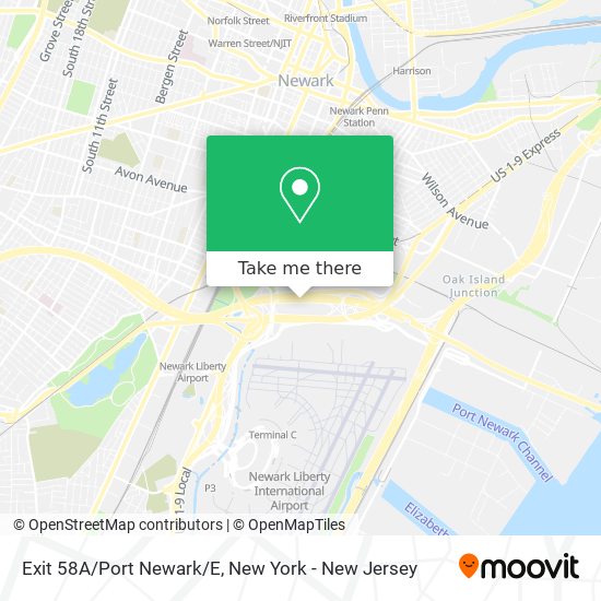 Mapa de Exit 58A/Port Newark/E