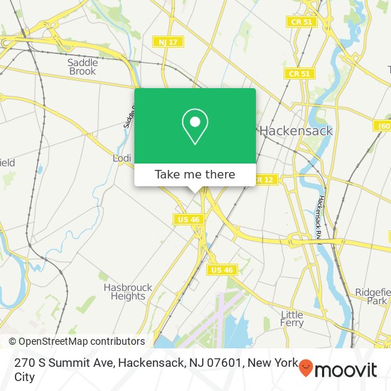 Mapa de 270 S Summit Ave, Hackensack, NJ 07601