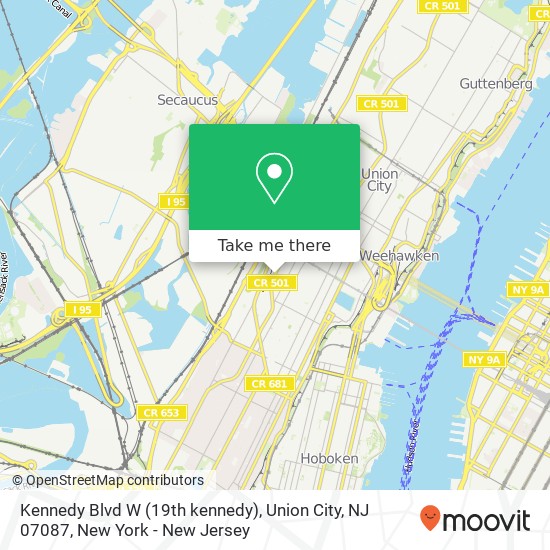 Mapa de Kennedy Blvd W (19th kennedy), Union City, NJ 07087