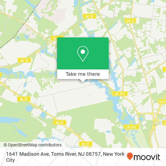 Mapa de 1641 Madison Ave, Toms River, NJ 08757