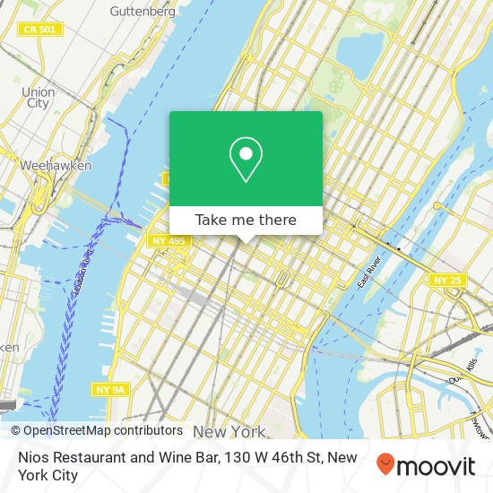 Nios Restaurant and Wine Bar, 130 W 46th St map