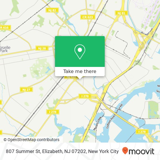 Mapa de 807 Summer St, Elizabeth, NJ 07202