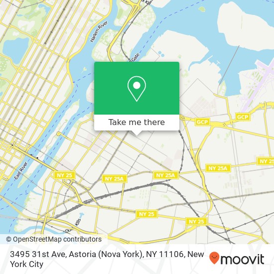 Mapa de 3495 31st Ave, Astoria (Nova York), NY 11106