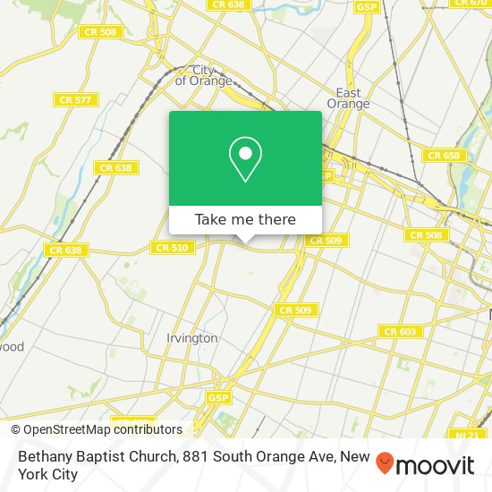 Bethany Baptist Church, 881 South Orange Ave map