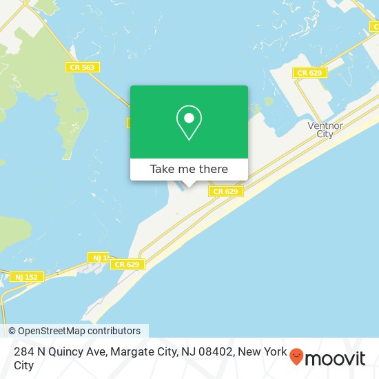 Mapa de 284 N Quincy Ave, Margate City, NJ 08402