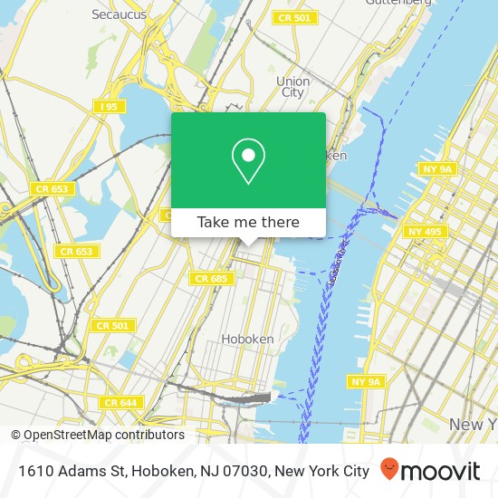 Mapa de 1610 Adams St, Hoboken, NJ 07030