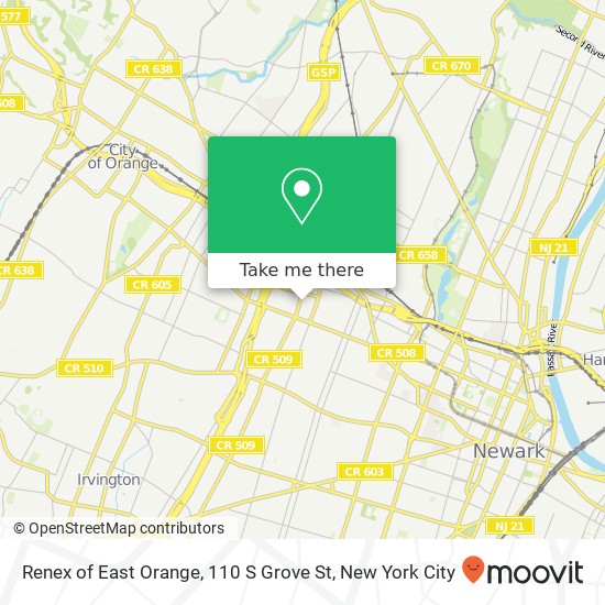Mapa de Renex of East Orange, 110 S Grove St