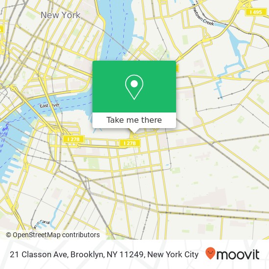 Mapa de 21 Classon Ave, Brooklyn, NY 11249