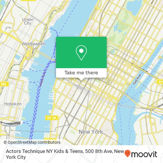 Actors Technique NY Kids & Teens, 500 8th Ave map