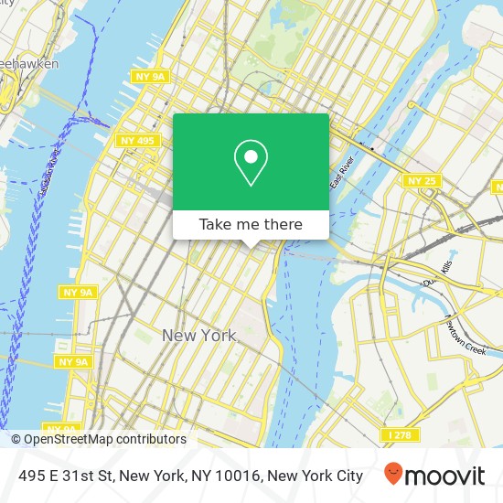 Mapa de 495 E 31st St, New York, NY 10016