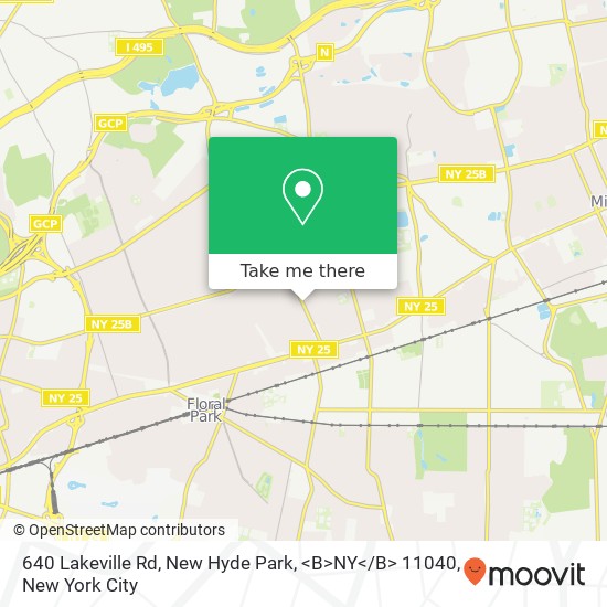 Mapa de 640 Lakeville Rd, New Hyde Park, <B>NY< / B> 11040
