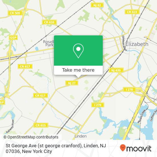 Mapa de St George Ave (st george cranford), Linden, NJ 07036