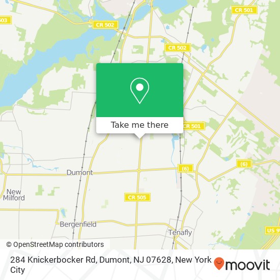 Mapa de 284 Knickerbocker Rd, Dumont, NJ 07628