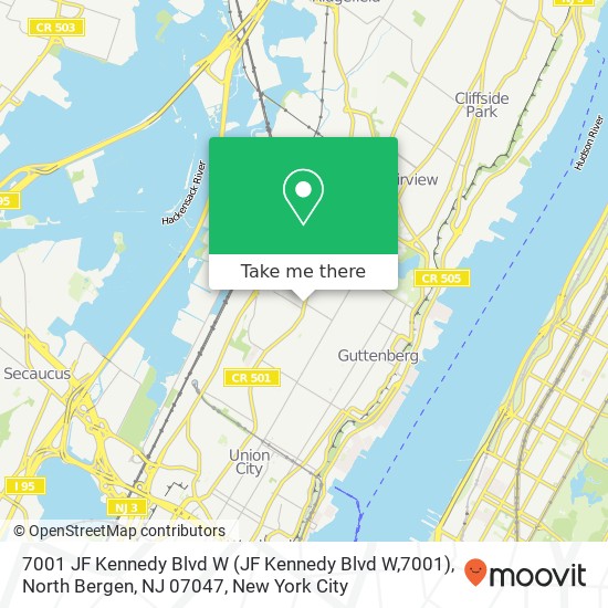 Mapa de 7001 JF Kennedy Blvd W (JF Kennedy Blvd W,7001), North Bergen, NJ 07047