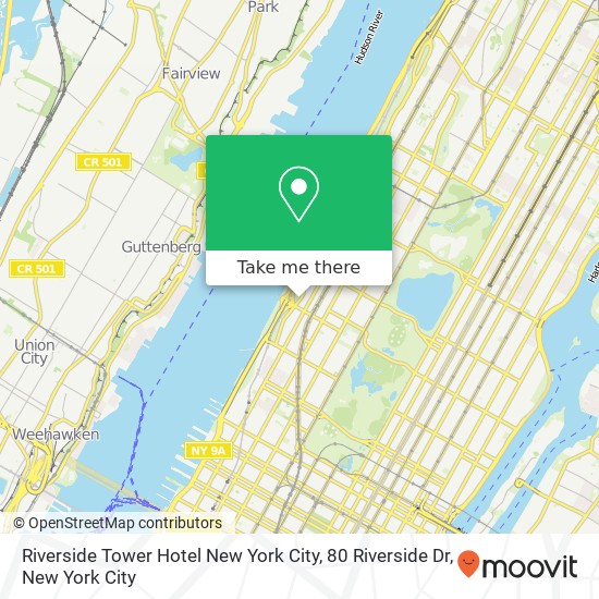 Riverside Tower Hotel New York City, 80 Riverside Dr map