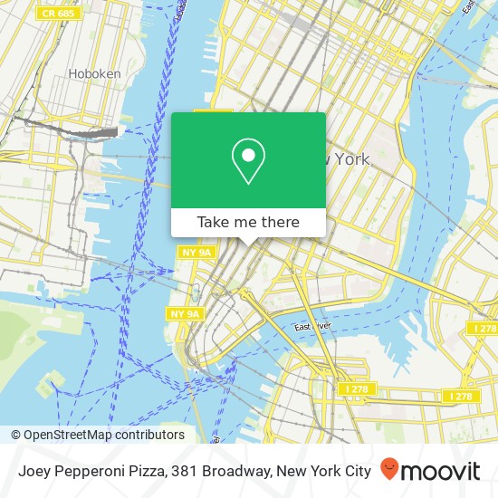 Mapa de Joey Pepperoni Pizza, 381 Broadway