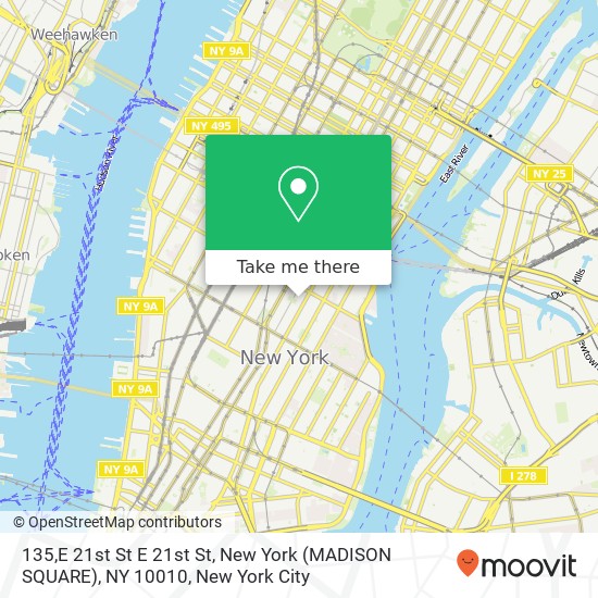 Mapa de 135,E 21st St E 21st St, New York (MADISON SQUARE), NY 10010