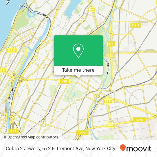 Mapa de Cobra 2 Jewelry, 672 E Tremont Ave