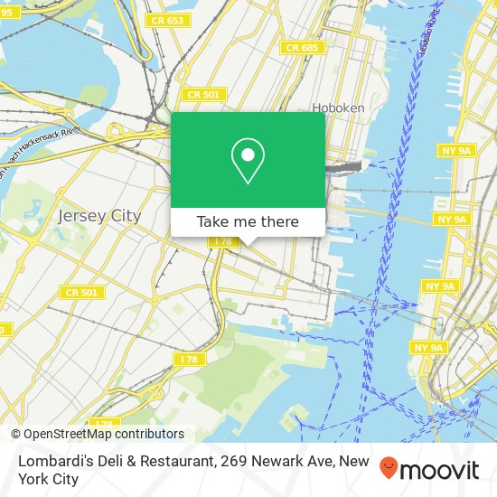 Mapa de Lombardi's Deli & Restaurant, 269 Newark Ave