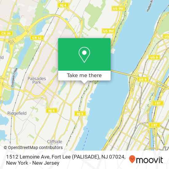Mapa de 1512 Lemoine Ave, Fort Lee (PALISADE), NJ 07024