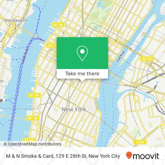 Mapa de M & N Smoke & Card, 129 E 28th St