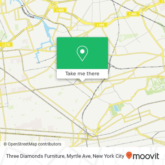 Mapa de Three Diamonds Furniture, Myrtle Ave
