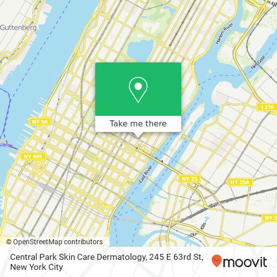 Mapa de Central Park Skin Care Dermatology, 245 E 63rd St