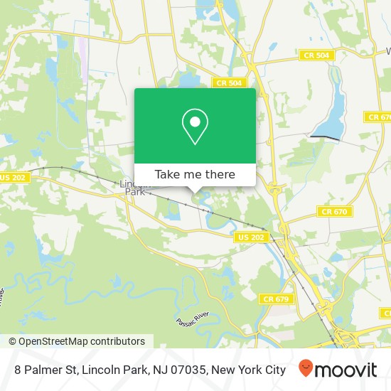 Mapa de 8 Palmer St, Lincoln Park, NJ 07035
