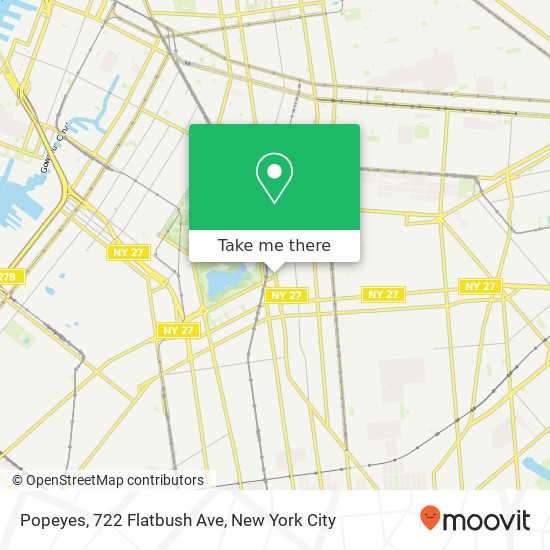 Mapa de Popeyes, 722 Flatbush Ave