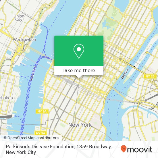 Parkinson's Disease Foundation, 1359 Broadway map