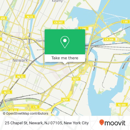 Mapa de 25 Chapel St, Newark, NJ 07105